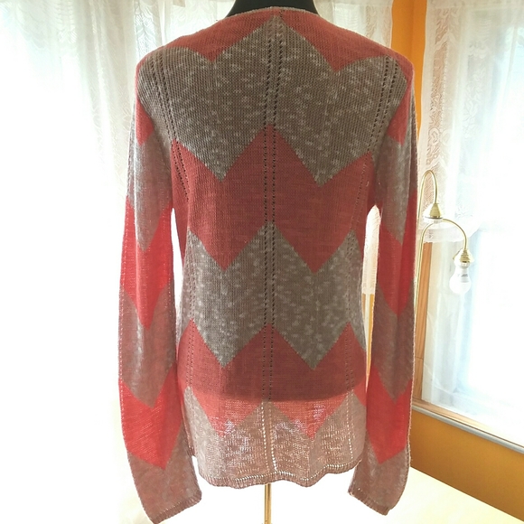 Spring/Summer Bohemian Coral Chevron Print Cardigan🛍️ - Picture 3 of 7